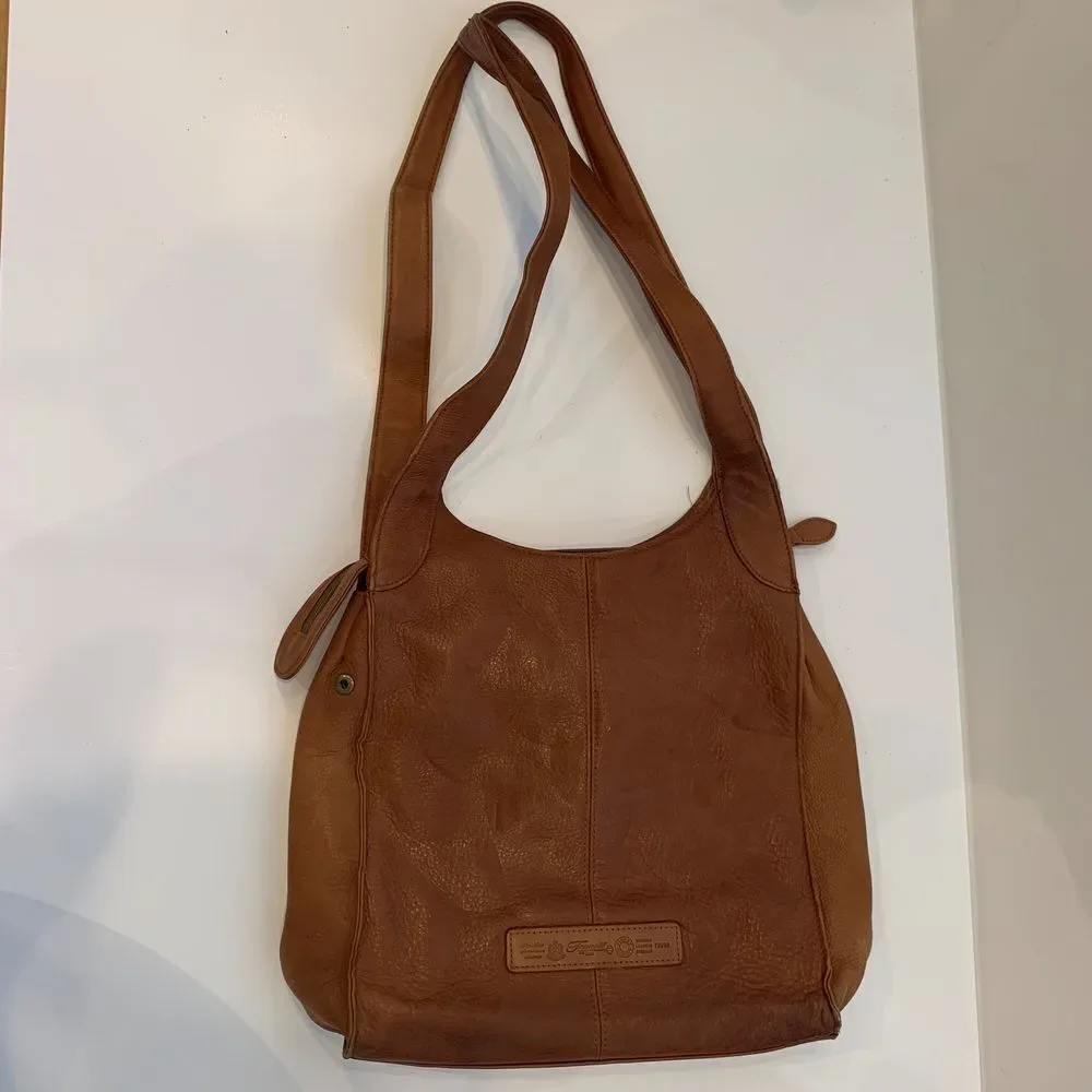 EUC Fossil Vintage Brown Leather Hobo Shoulder Bag‎ with Multiple Pockets